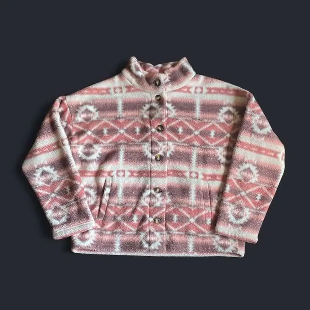 Aztec Fleece Sweater Women’s Medium Western Button Up Jacket